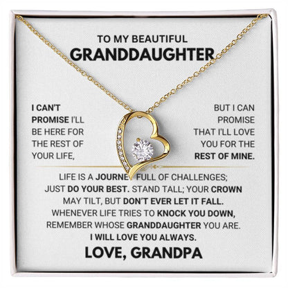 To My Granddaughter Necklace – Jewelry for Granddaughter on Graduation Birthday Events from Grandpa – Forever Love Necklace - Personalize Memories