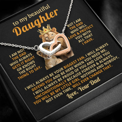 To My Daughter Necklace - Emotional Father to Daughter Jewelry for Birthday, Christmas & Life Happiness - Interlocking Hearts Necklace - Personalize Memories