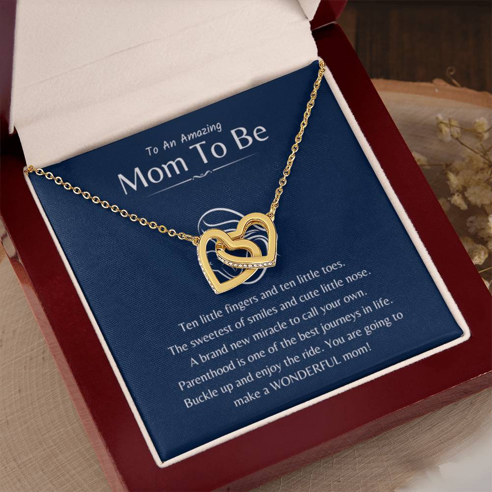 To An Amazing Mama To Be - Ten little fingers and ten little toes - Interlocking Hearts Necklace - New Mom Present - Personalize Memories