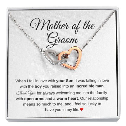 Mother of the Bride Present from Son In Law - Our relationship means so much to me - Interlocking Hearts Necklace - Personalize Memories