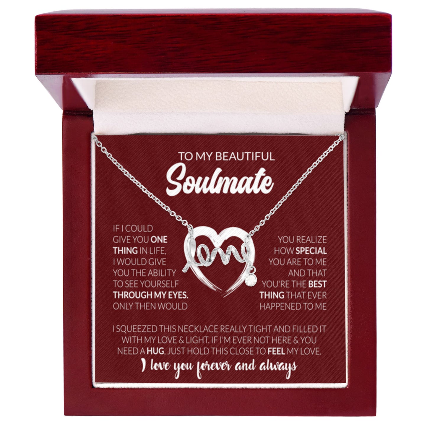 To My Beautiful Soulmate Necklace - Jewelry Gift for Her for Celebrating Romantic Moments - Scripted Love Necklace - Personalize Memories