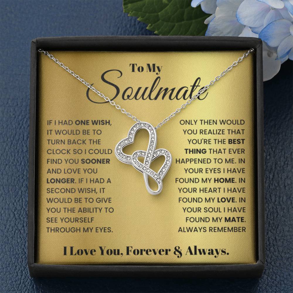 To My Soulmate Necklace - Soulmate Jewelry Gift for Valentine’s Day, Birthday & Romantic Celebrations - Heart-to-heart Pendant Necklace - Personalize Memories