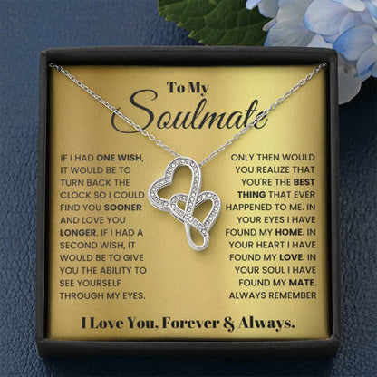 To My Soulmate Necklace - Soulmate Jewelry Gift for Valentine’s Day, Birthday & Romantic Celebrations - Heart-to-heart Pendant Necklace - Personalize Memories