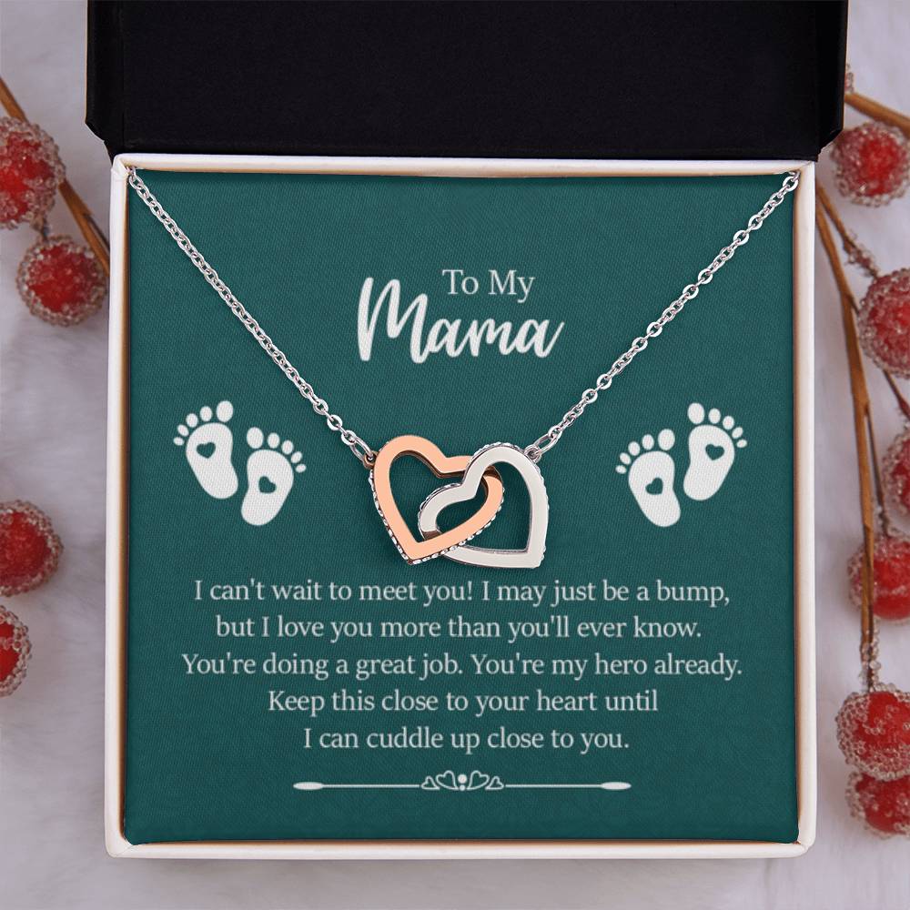 To My Mama - I can't wait to meet you - Interlocking Hearts Necklace - Gift for New Mom - Personalize Memories