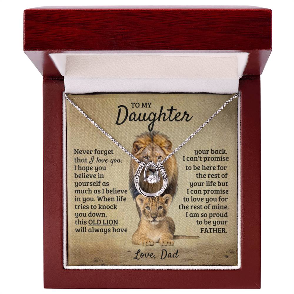 To My Beautiful Daughter - Old Lion - Lucky In Love Necklace from Dad - Personalize Memories
