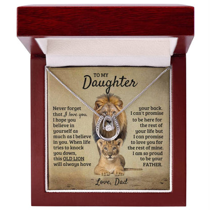 To My Beautiful Daughter - Old Lion - Lucky In Love Necklace from Dad - Personalize Memories