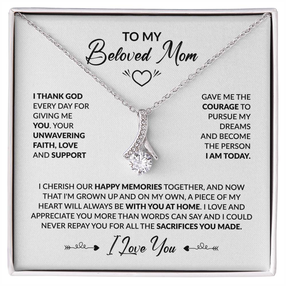 To My Beautiful Mom - I Thank God Every Day for Giving Me You - Alluring Beauty Necklace - Personalize Memories