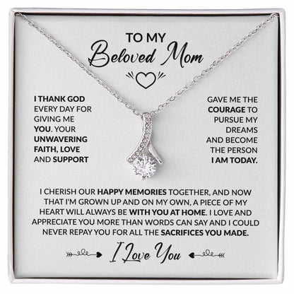 To My Beautiful Mom - I Thank God Every Day for Giving Me You - Alluring Beauty Necklace - Personalize Memories