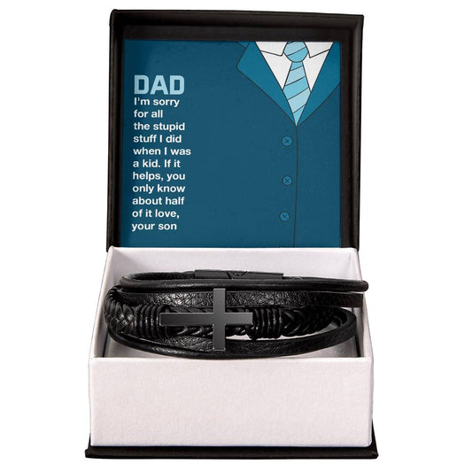 Dad You only know about half of it love - Gift from Son to Dad - Men's Cross Bracelet