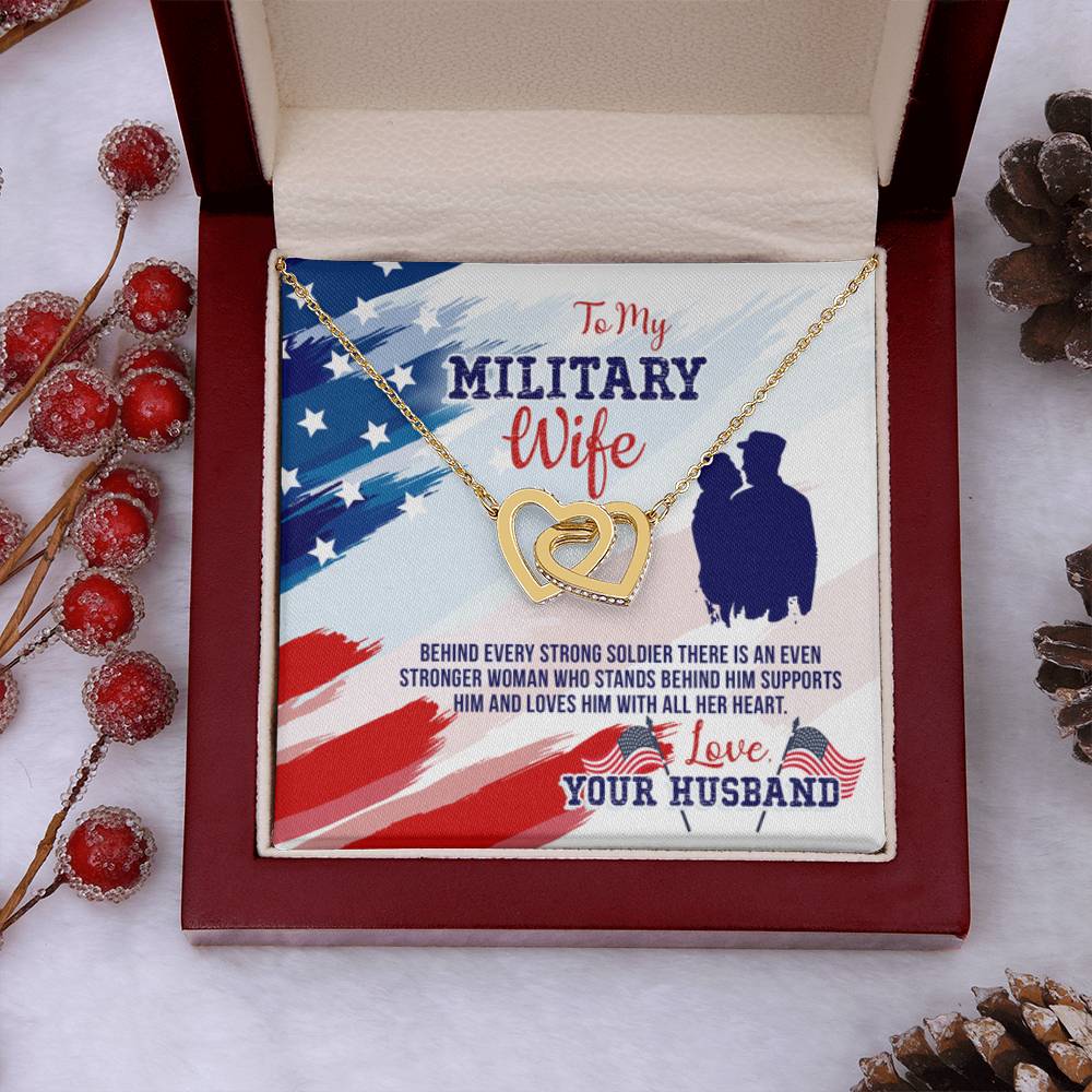 To My Military Wife from Husband - Interlocking Hearts Necklace - Personalize Memories