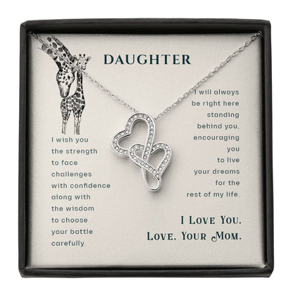 To My Daughter Necklace - Special Gift from Mom for Birthday, Christmas & Proud Mom Moments - Heart-to-heart Pendant Necklace - Personalize Memories