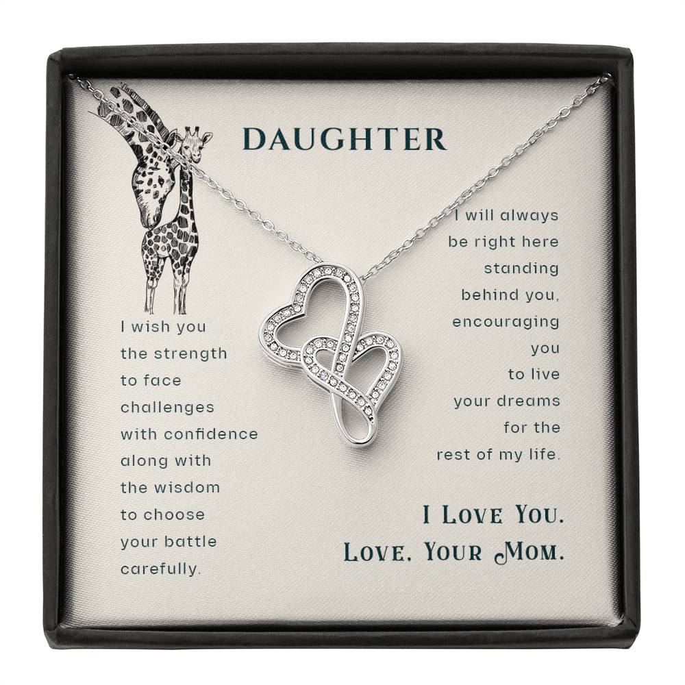 To My Daughter Necklace - Special Gift from Mom for Birthday, Christmas & Proud Mom Moments - Heart-to-heart Pendant Necklace - Personalize Memories