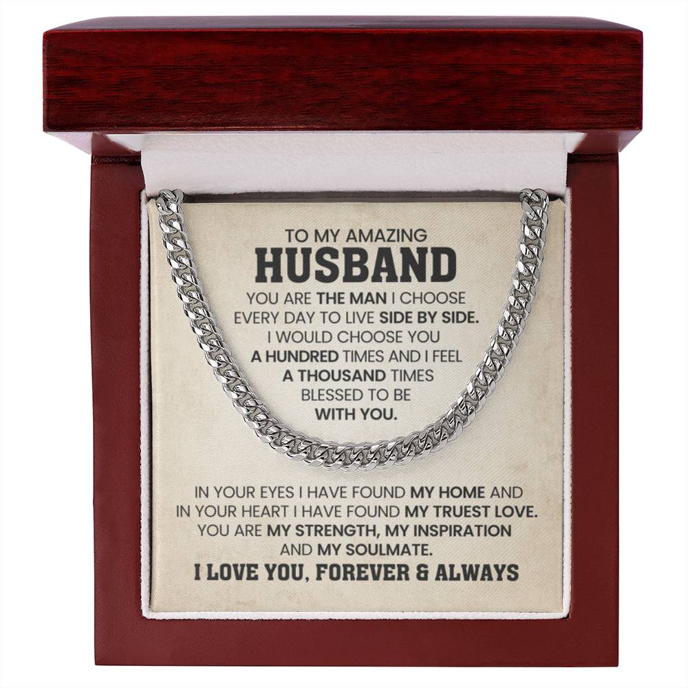 Cuban Link Chain for Him - You're the man I choose - Husband Birthday & Anniversary Gift from Wife - Personalize Memories