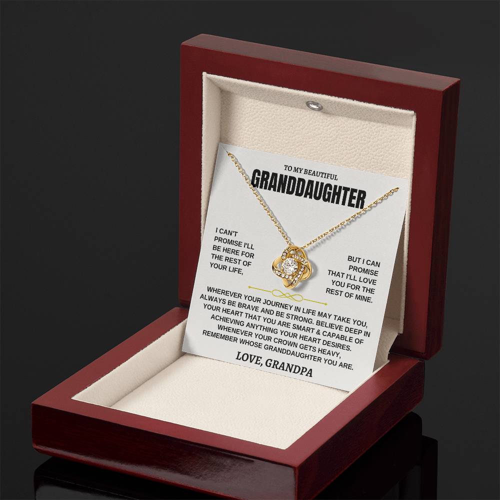 To My Beautiful Granddaughter - I'll Love You For The Rest Of Mine - Love Knot Necklace - Gift for Granddaughter from Grandpa - Personalize Memories