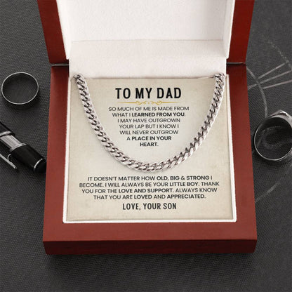 To My Dad - A Place In Your Heart - Cuban Link Chain from Son - Personalize Memories