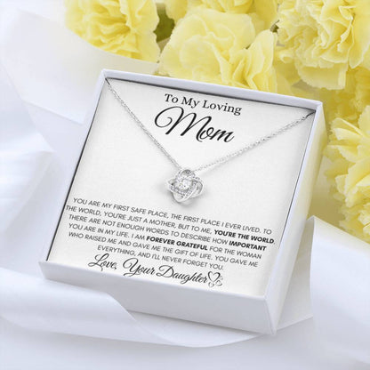 To My Loving Mom - You're the world - Love Knot Necklace - Unique Gift for Mom - Personalize Memories