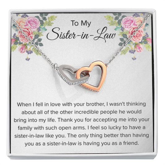 To My Sister In Law Necklace - Gift for Bonus Sister - Interlocking Hearts Necklace - Personalize Memories