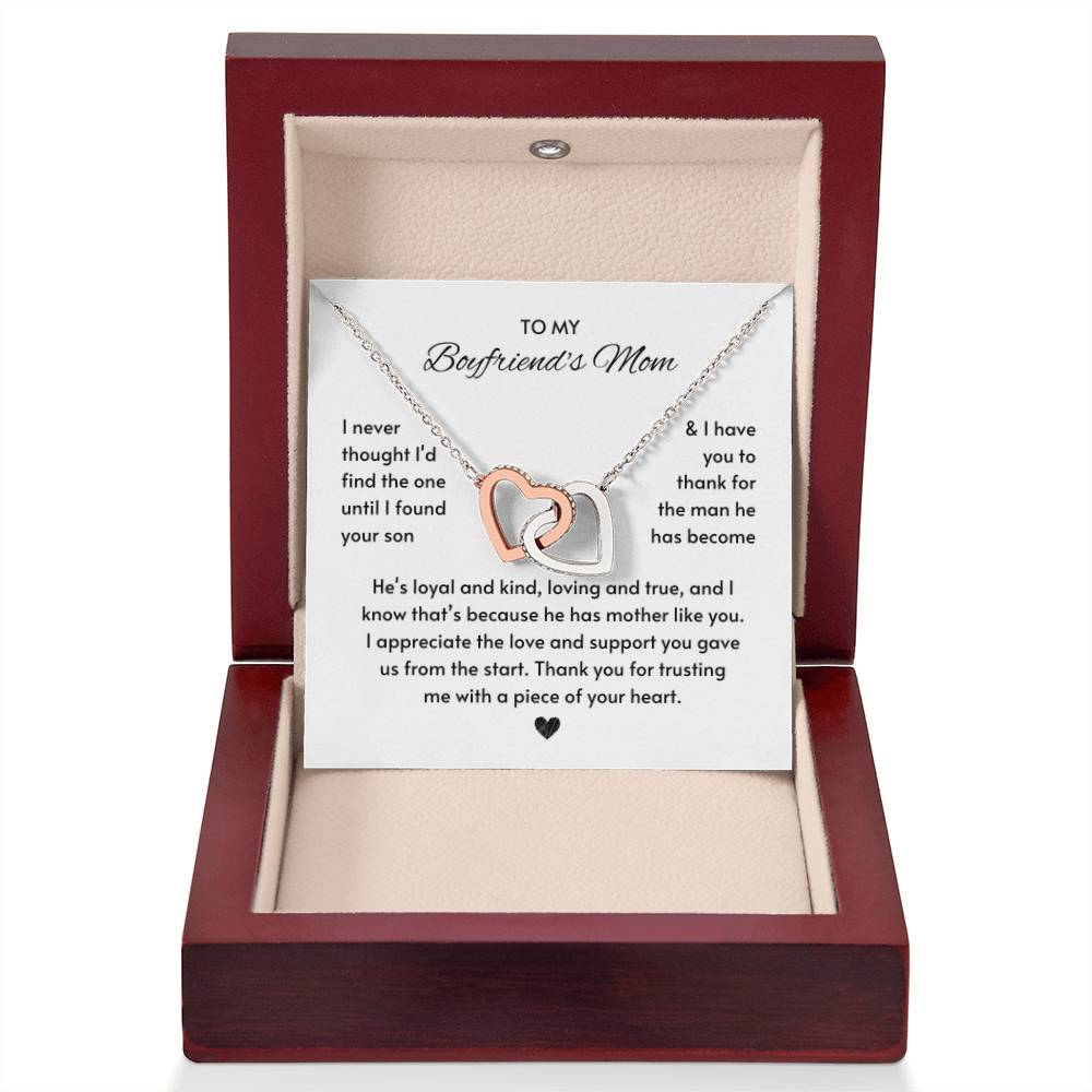 Heartfelt Gift for Boyfriend's Mom - I never thought I'd find the one until I found your son - Interlocking Hearts Necklace - Personalize Memories