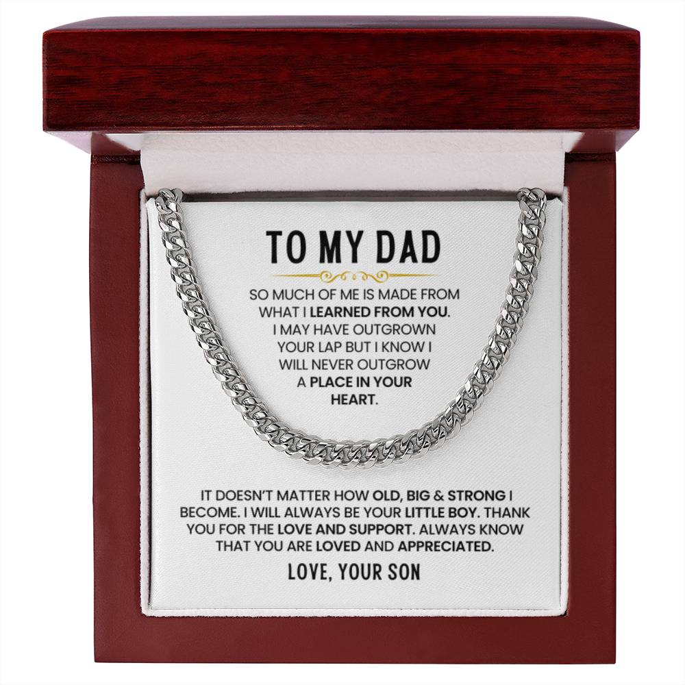 Gift for Dad - I Will Always Be Your Little Boy - Cuban Link Chain from Son - Personalize Memories