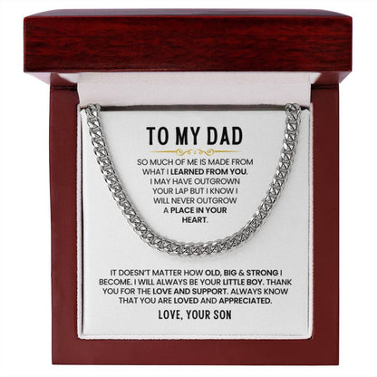 Gift for Dad - I Will Always Be Your Little Boy - Cuban Link Chain from Son - Personalize Memories