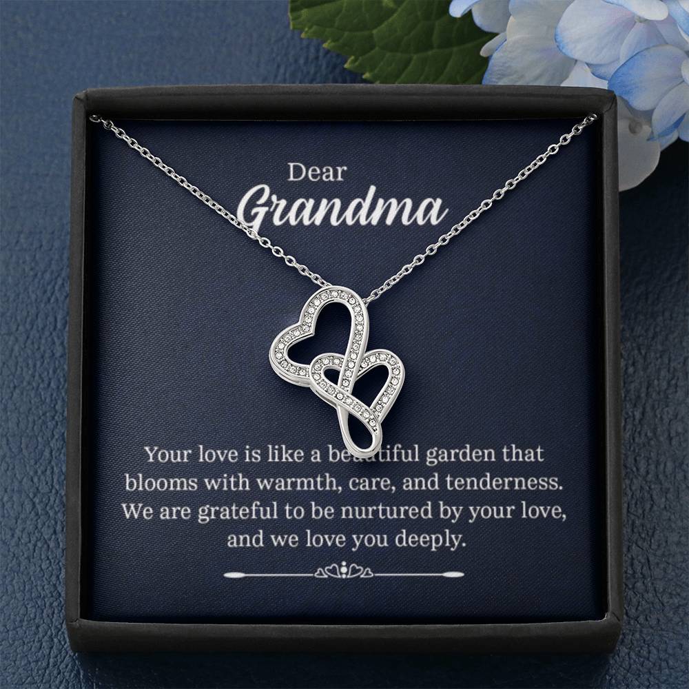 Dear Grandma - Your love is like a beautiful garden - Grandma Gift Grandma - Heart-to-heart Pendant Necklace - Personalize Memories