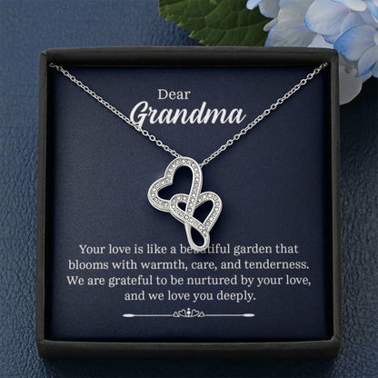 Dear Grandma - Your love is like a beautiful garden - Grandma Gift Grandma - Heart-to-heart Pendant Necklace - Personalize Memories