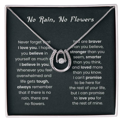 No Rain, No Flowers Gift for Her - Lucky In Love Necklace - Personalize Memories