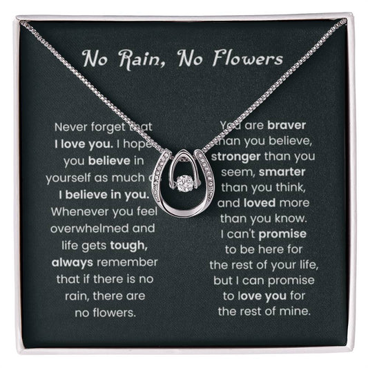 No Rain, No Flowers Gift for Her - Lucky In Love Necklace - Personalize Memories