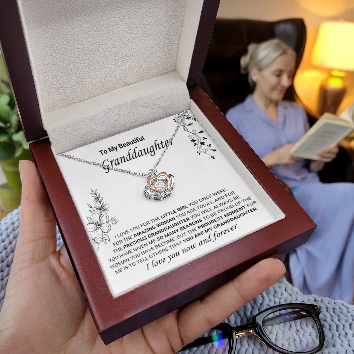 To My Granddaughter Necklace – Graduation & Birthday Jewelry Gift for Granddaughter – Crown Pendant Necklace - Personalize Memories
