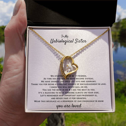 To My Unbiological Sister - You are loved - Gift for Bonus Sister - Forever Love Necklace - Personalize Memories