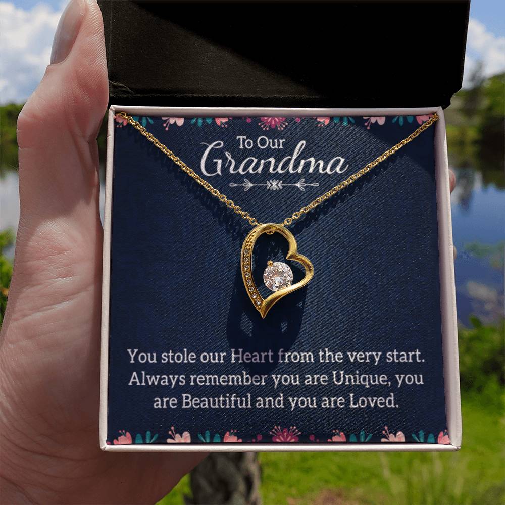 To Our Grandma Necklace - You stole our heart from the very start Grandma - Forever Love Necklace - Personalize Memories