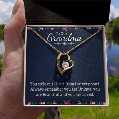 To Our Grandma Necklace - You stole our heart from the very start Grandma - Forever Love Necklace - Personalize Memories