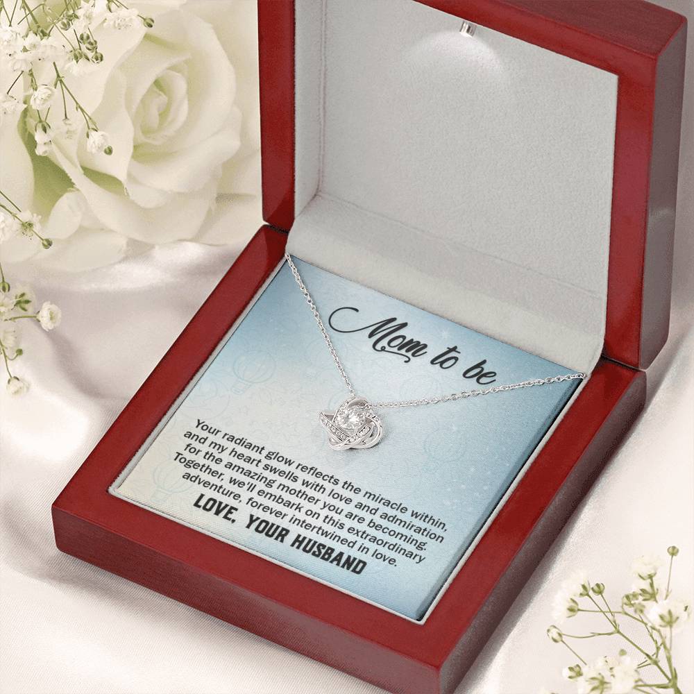 To a wonderful first time Mom - Love Knot Necklace - Best Gift from Husband to New Mom - Personalize Memories