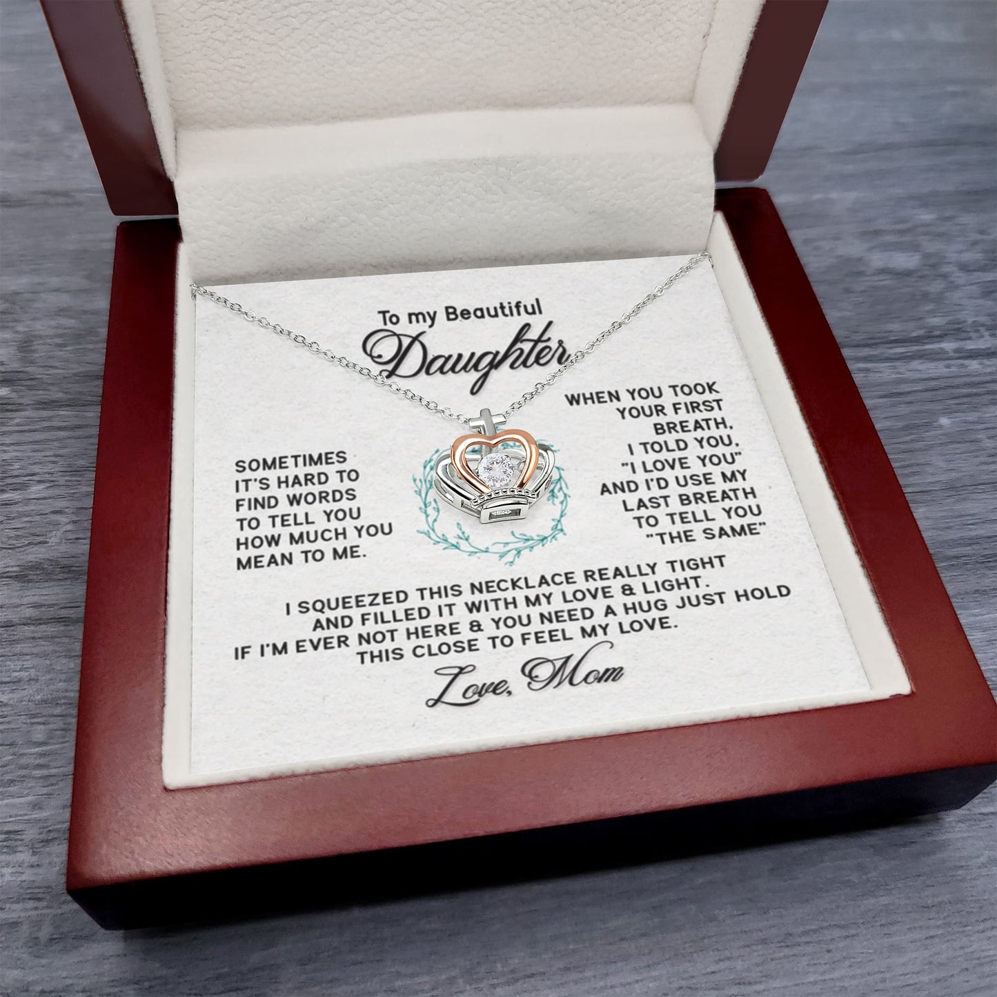 To My Daughter Necklace – Gift for Daughter from Mother – Crown Pendant Necklace - Personalize Memories