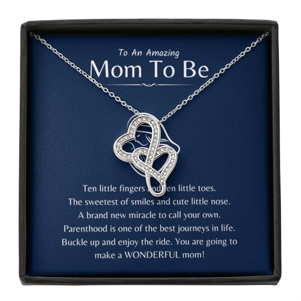 To An Amazing Mama To Be - Ten little fingers and ten little toes - Heart-to-heart Pendant Necklace - Personalize Memories