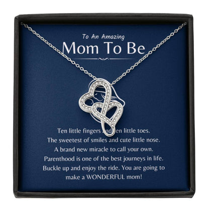 To An Amazing Mama To Be - Ten little fingers and ten little toes - Heart-to-heart Pendant Necklace - Personalize Memories