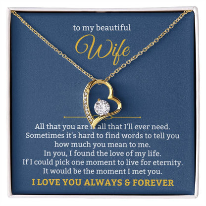 To My Beautiful Wife Necklace - Romantic Husband to Wife Jewelry for Birthday, Valentine’s Day & Special Celebrations - Forever Love Necklace - Personalize Memories