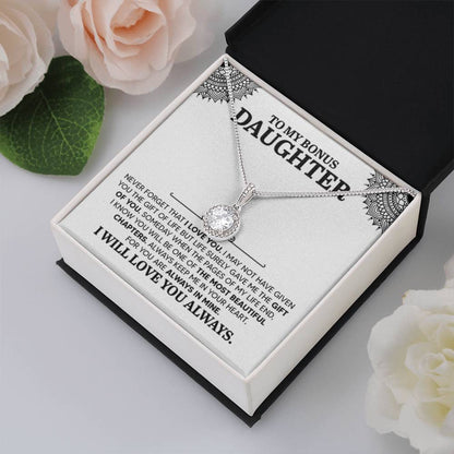 To My Bonus Daughter Necklace – Daughter Necklace for Graduation & Birthday Events – Eternal Hope Necklace - Personalize Memories