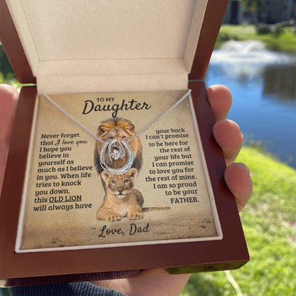 To My Beautiful Daughter - Old Lion - Lucky In Love Necklace from Dad - Personalize Memories