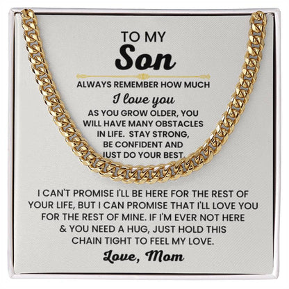 To My Son Necklace - Always remember how much I love you - Cuban Link Chain Gift for Son - Personalize Memories