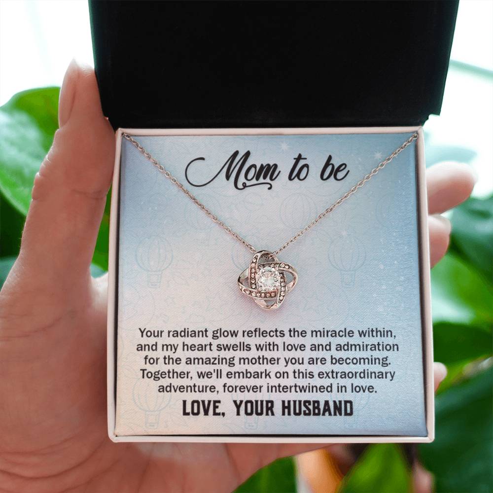 To a wonderful first time Mom - Love Knot Necklace - Best Gift from Husband to New Mom - Personalize Memories