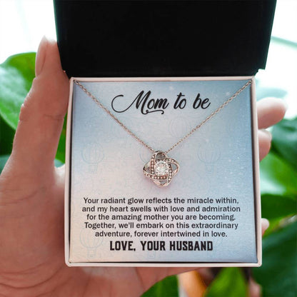 To a wonderful first time Mom - Love Knot Necklace - Best Gift from Husband to New Mom - Personalize Memories