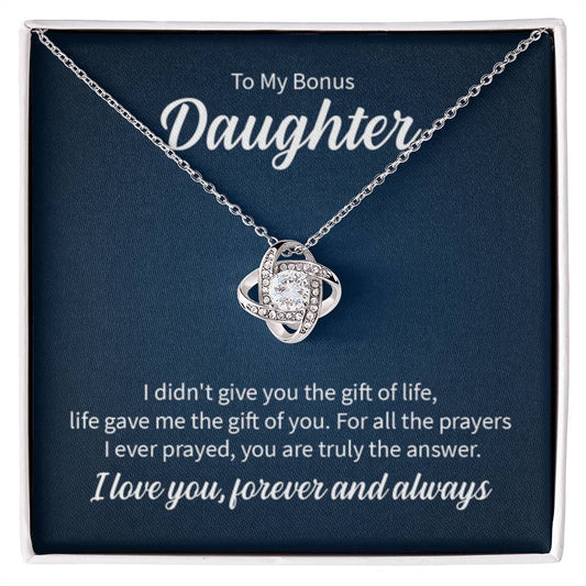 To My Bonus Daughter Necklace – Daughter Gift for Birthday, Graduation Achievements – Love Knot Necklace - Personalize Memories