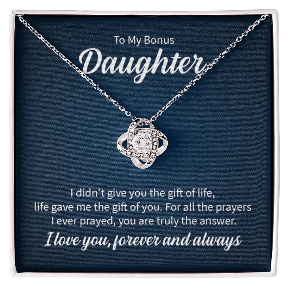 To My Bonus Daughter Necklace – Daughter Gift for Birthday, Graduation Achievements – Love Knot Necklace - Personalize Memories