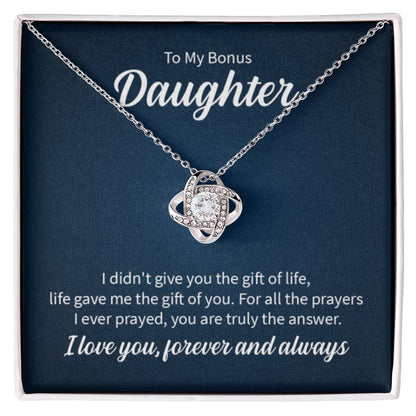 To My Bonus Daughter Necklace – Daughter Gift for Birthday, Graduation Achievements – Love Knot Necklace - Personalize Memories