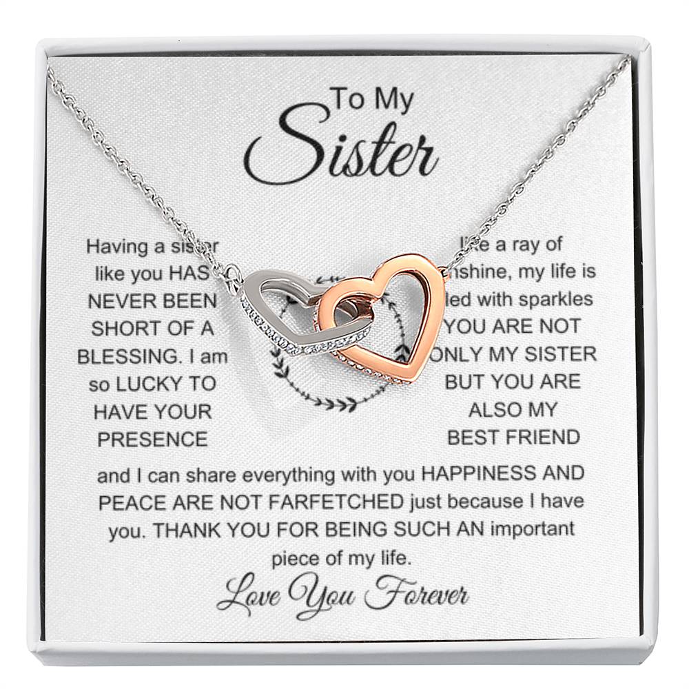 To My Sister - Interlocking Hearts Necklace - Sentimental Gift for Sister - Personalize Memories