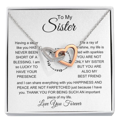 To My Sister - Interlocking Hearts Necklace - Sentimental Gift for Sister - Personalize Memories