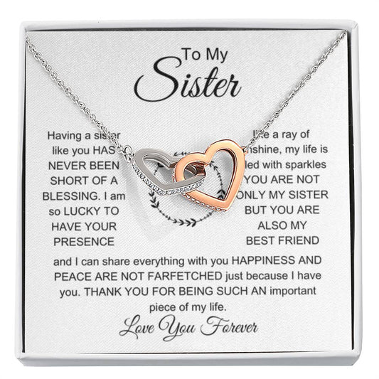 To My Sister - Interlocking Hearts Necklace - Sentimental Gift for Sister - Personalize Memories