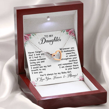 Beautiful Gift for Daughter - You'll always be my baby girl - Interlocking Hearts Necklace - Personalize Memories