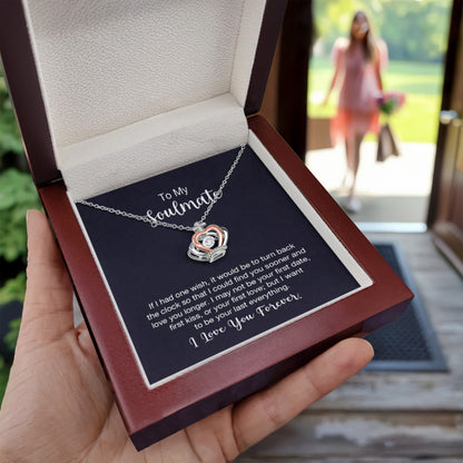 To My Soulmate Necklace - Soulmate Gift for Her for Valentine’s Day & Every Day Love - Crown Pendant Necklace - Personalize Memories